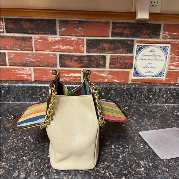 Vintage Coach Bonnie Cashin Era Kisslock Chain Bag Leather with Rainbow Stripe - Picture 8 of 15